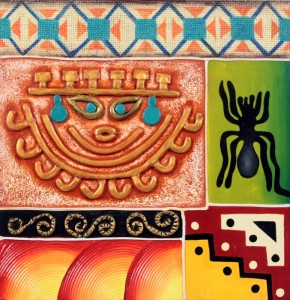 Sipan Mask, part od the Nazca Lines series. Three Dimensional Acrylic Painting on Wood.